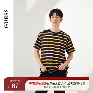 条纹纯棉T恤 赛博撞色横版 M4PI86K2Q40 时尚 GUESS男士