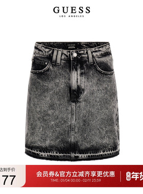 GUESS女士时尚通勤潮酷高腰牛仔半身裙-W4RD0GD56B3