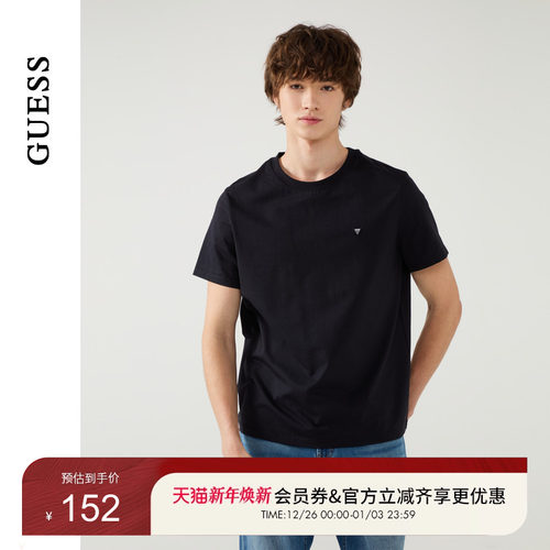 GUESS金属logo休闲短袖T恤