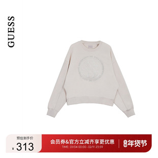 GUESS25年新款早秋女士圆领印花宽松休闲潮流卫衣-W5YQ07KB681