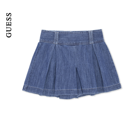 GUESS女士纯色小短裙辣妹百褶牛仔半身裙-YP2D6557