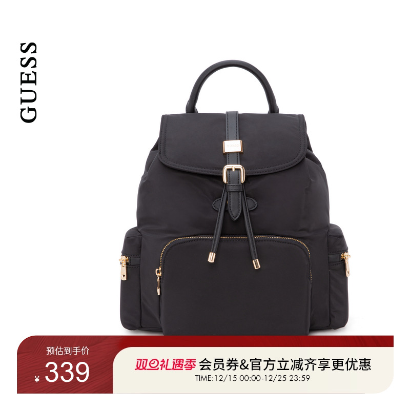 GUESS简约纯色休闲双肩包