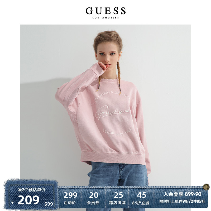 GUESS女士复古圆领卫衣