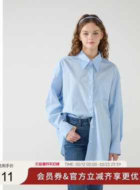 GUESS女士简约纯色打底翻领长袖衬衫-W5PH1PW55R0