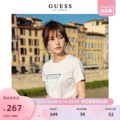 GUESS  女立体印花设计感小众圆领短袖正肩T恤上衣-YN2K8406K