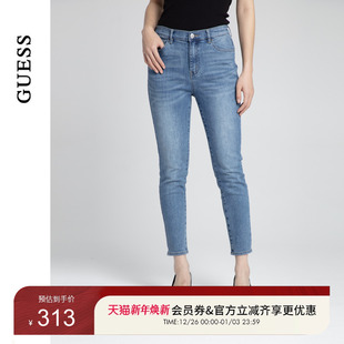 GUESS女士经典 W4PD1GD51V0 气质百搭水洗直筒烟管裤