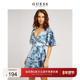 GUESS女士V领性感复古年代感扎染连衣裙 W1YK47RD8G1