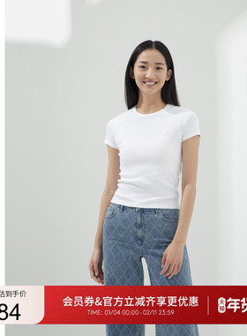 GUESS女士多色简约条纹百搭设计感短袖T恤-YO6K2485