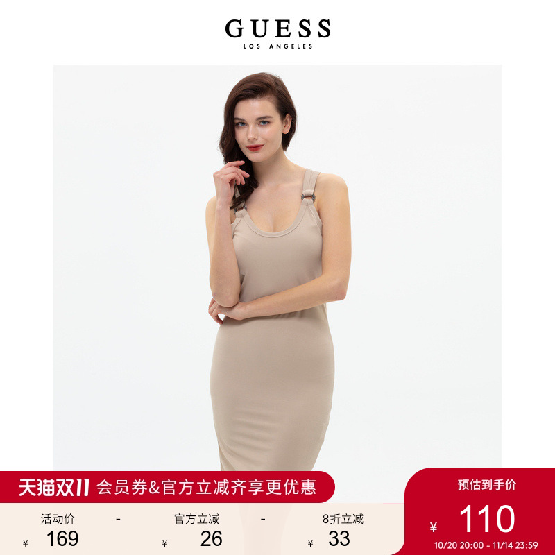Guess修身无袖包臀裙U领连衣裙