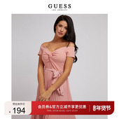 GUESS新品 女士性感纯色简约优雅气质一字肩连衣裙