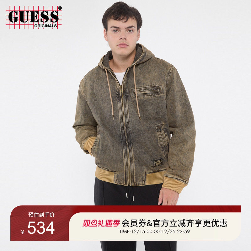 GUESS怀旧水洗连帽牛仔外套