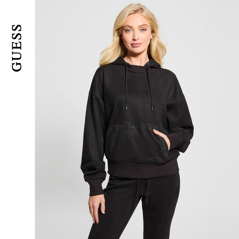 GUESSlogo连帽长袖卫衣