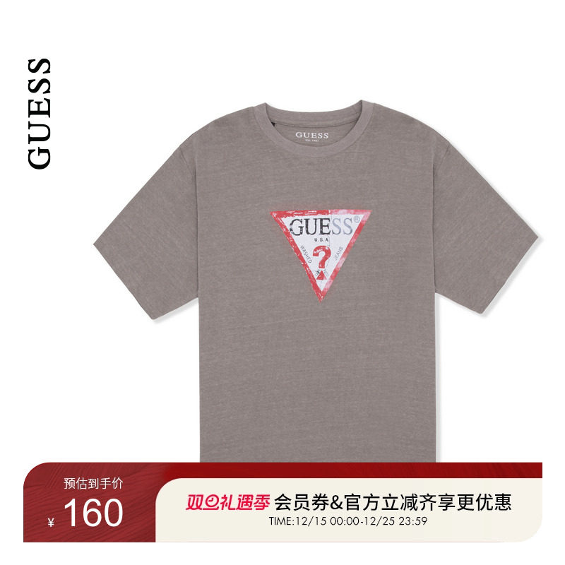 GUESS中性经典款倒三角logo百搭短袖T恤-NP2K7459
