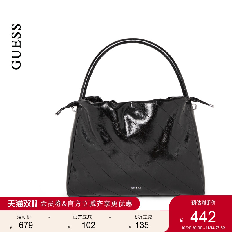 GUESS女士大容量质感亮面手提单肩托特包-MY965922