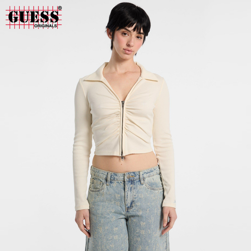 GUESS Originals 女士拉链短款长袖T恤-W5GP53KA0H1