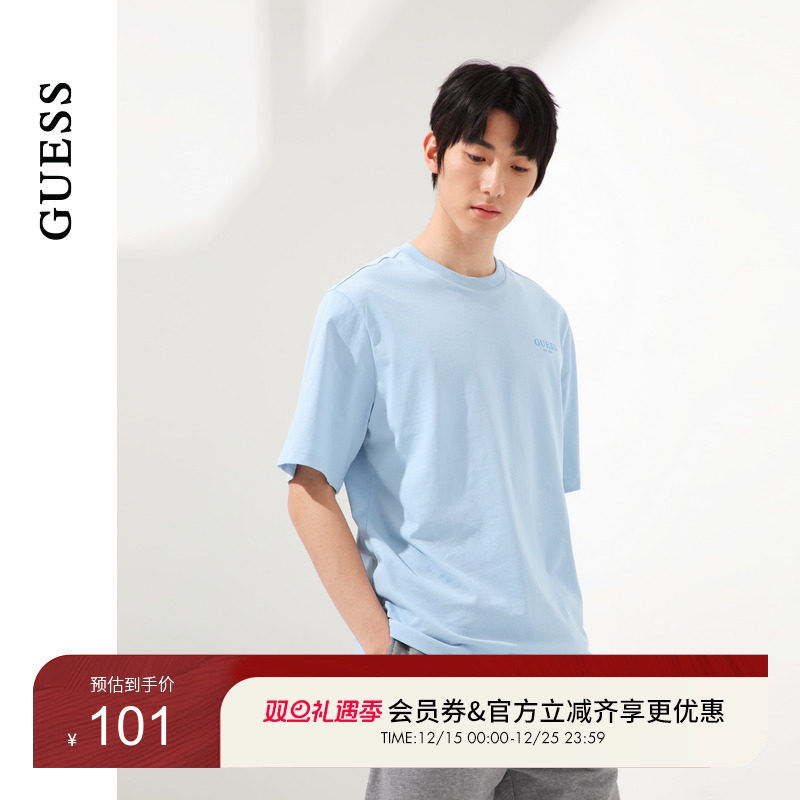 GUESS男女同款潮流炫酷设计短袖T恤