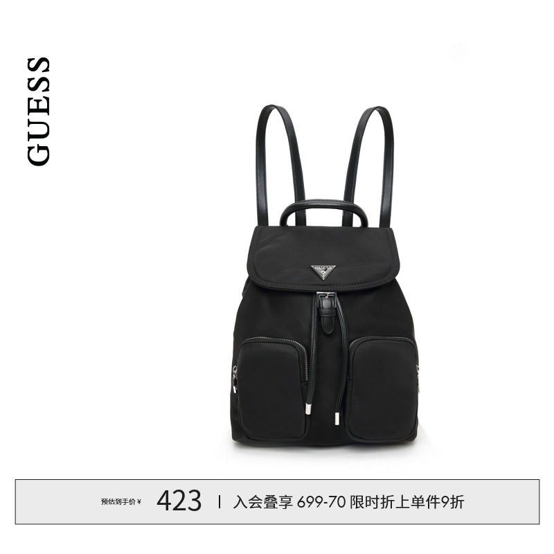 GUESS24年新款春女士高级感经典多口袋百搭旅行双肩背包-23GF311C