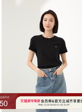 GUESS女士经典百搭多巴胺简约纯色短袖T恤-YO2K9482