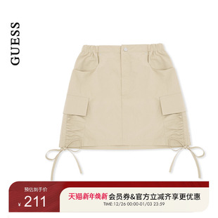 GUESS女士纯色抽绳设计百搭工装 OP2W5590 半身裙