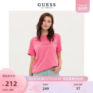 T恤多巴胺美式 纯色穿搭 简约圆领短袖 GUESS男女同款 MM2K6427K