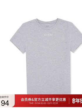 GUESS女士水钻点缀纯色圆领直筒短袖T恤-V5RI18I3Z14