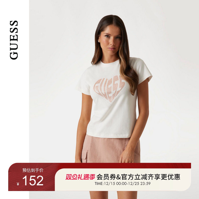 GUESS字母logo印花短袖T恤