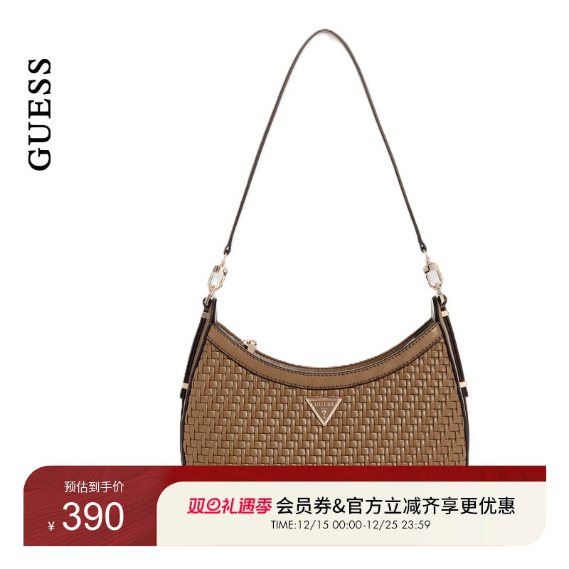 GUESS简约风田园编织单肩包