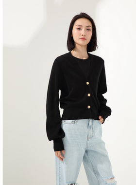 GUESS女士田园风纯色百搭含羊毛针织毛衣-W4PR45Z0W90