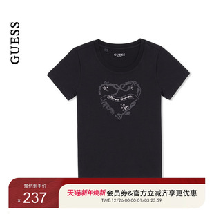 YP2K2431 T恤 GUESS女士爱心装 饰镶钻百搭简约短袖