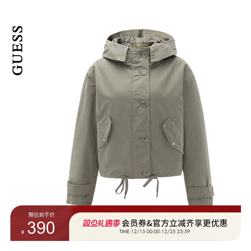 GUESS休闲高领连帽外套