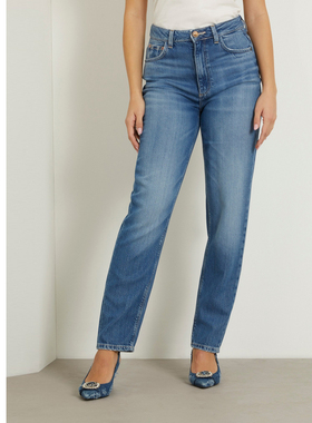 GUESS女士休闲直筒显瘦舒适水洗牛仔裤-W4GA21D5B91