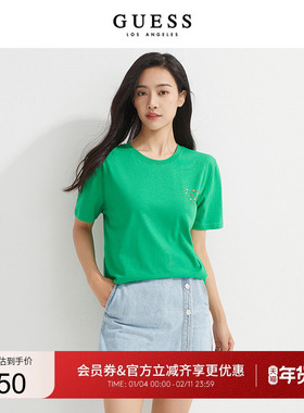 GUESS情侣款小众设计纯棉遮肉短袖T恤上衣-M2GI78R6O00