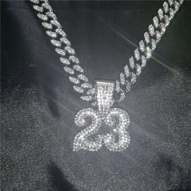 alwaysme满钻数字吊坠古巴项链