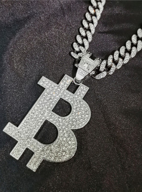 嘻哈满钻字母B吊坠古巴项链男生欧美rapper酷炫项坠镶钻潮人配饰