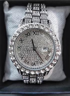 嘻哈hiphop满钻手表男士大表盘满天星镶钻石英表欧美个性时尚腕表