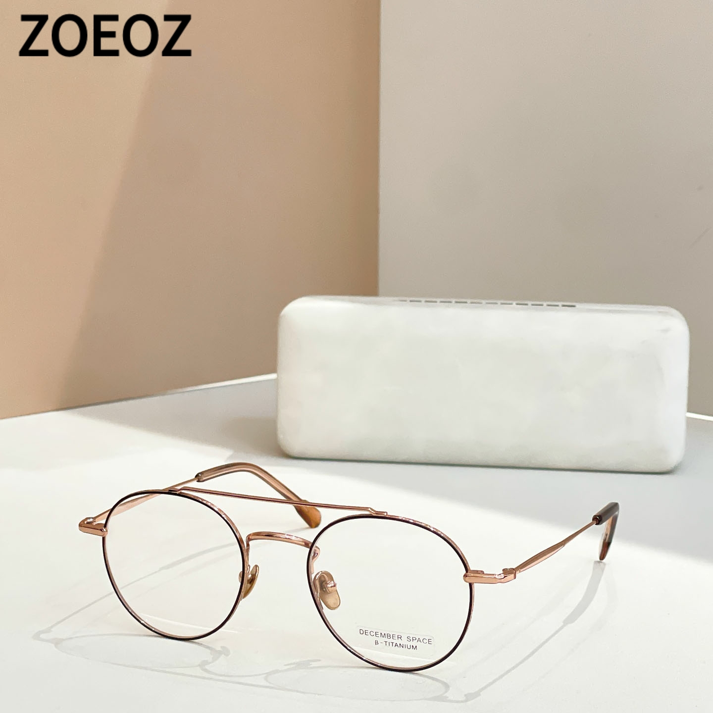 DS TH9101金属双横梁飞行员圆形近视眼镜金丝框男女β钛titanium