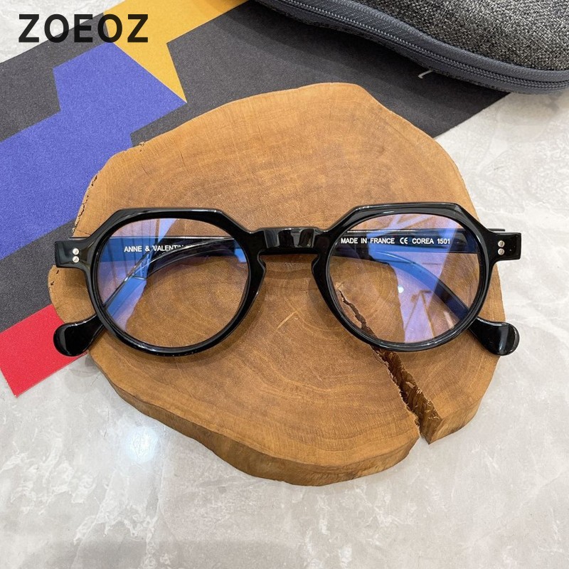 法国设计师anne COREA复古全框板材圆形平光镜框男女款近视眼镜框