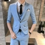 Xuân 2019 nam mới bảy điểm tay áo nhỏ phù hợp với áo ba lỗ phiên bản Hàn Quốc của bộ đồ liền thân màu rắn phù hợp với trang phục - Suit phù hợp quần âu