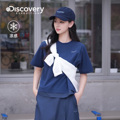 Discovery探索户外运动凉感梭织短袖上衣女士26夏季TR95