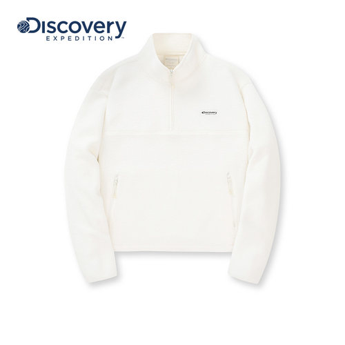 Discovery探索秋冬户外徒步露营轻量抓绒半短款立领外套女
