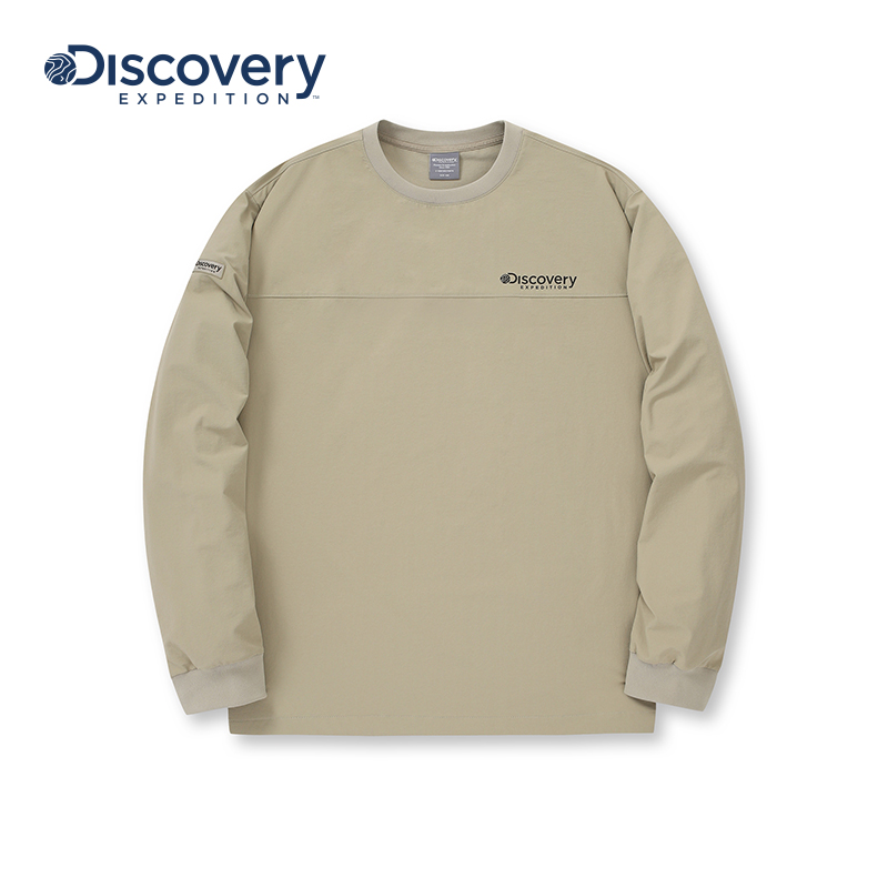Discovery探索秋冬户外运动卫衣简约百搭圆领套头衫长袖外套男