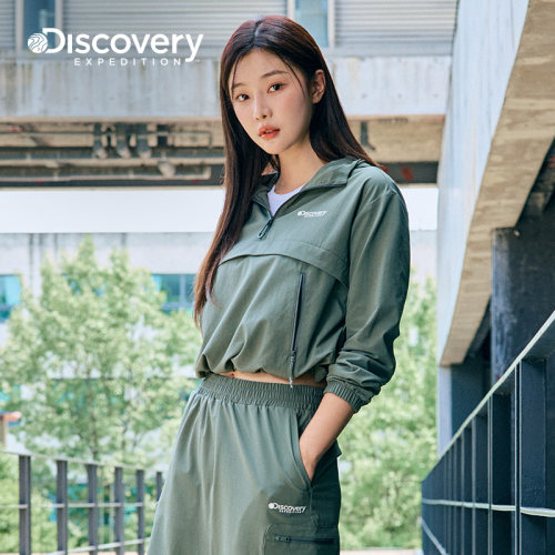 Discovery探索山系户外运动训练服半短款连帽梭套头衫上衣女春秋