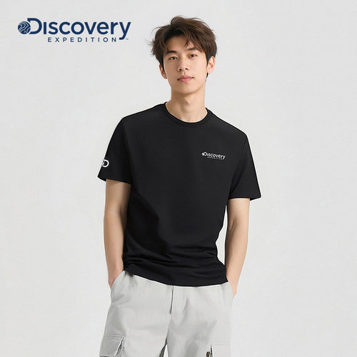 Discovery探索新品户外运动短袖简约休闲圆领T恤内搭半袖男