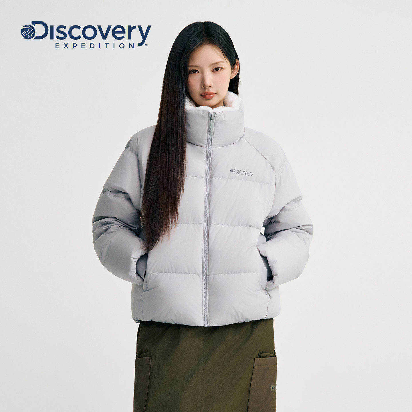 Discovery探索加厚鹅绒羽绒服毛领保暖面包服防寒外套女25冬新品