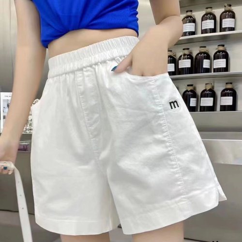 高品质水洗棉短裤女2025夏季新款百搭松紧腰女装显瘦a字阔腿短裤