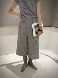 2025秋冬新款韩版宽松显瘦百搭纯色绵羊毛女短款七分裤
