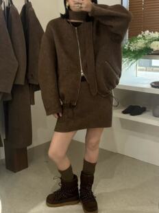 韩系学院风短款呢大衣女2025新款小个子气质减龄百搭显瘦毛呢外套