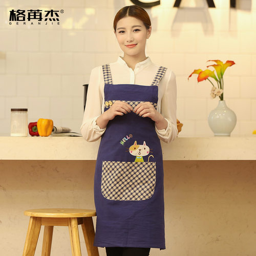可爱韩版时尚厨房做饭围裙纯棉奶茶店幼儿园员工作服定制logo围腰