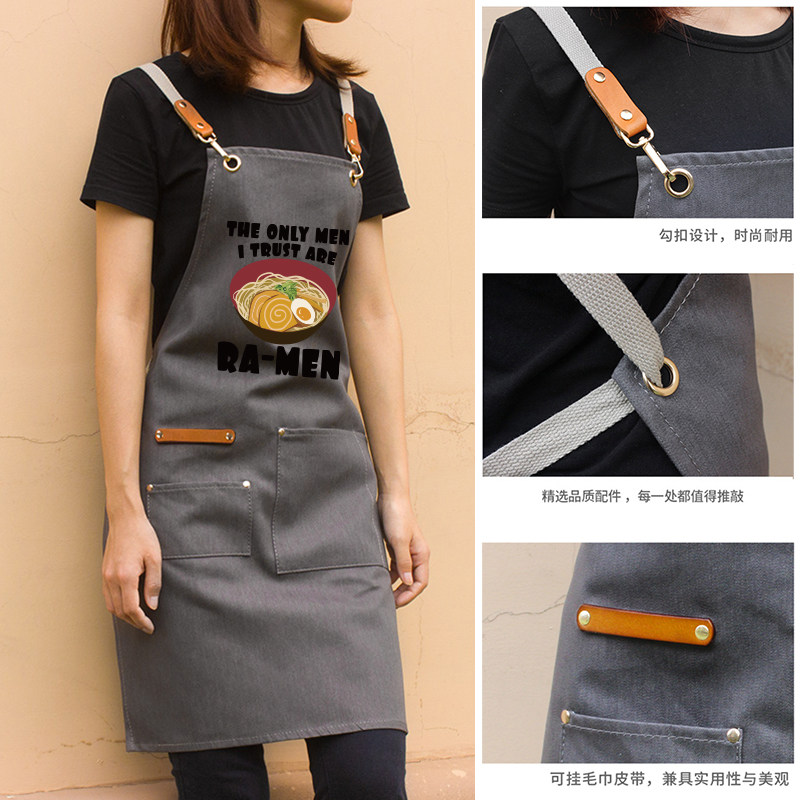 现货简约围裙牛仔帆布围裙韩版时尚餐厅家居厨房清洁工作服做饭围