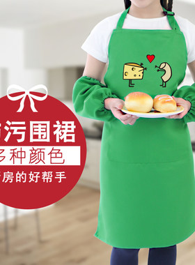 韩版儿童防污小孩书法无袖围裙